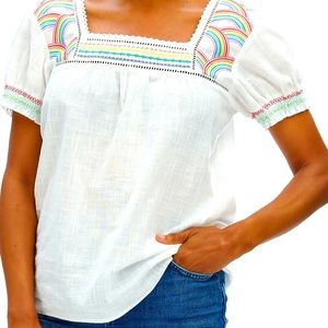 Sugarhill Brighton Embroidered Top in Off-White Rainbow Arches 🌈